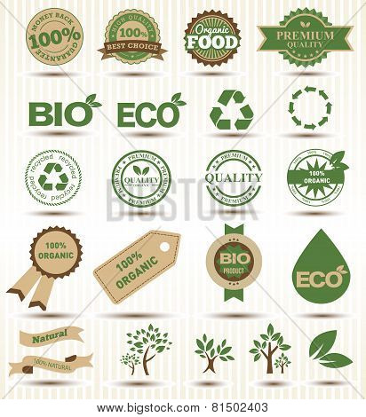 Set vector labels and emblems of ecology and environment