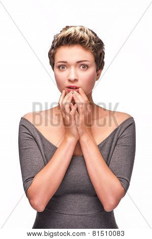Beautiful frightened young woman