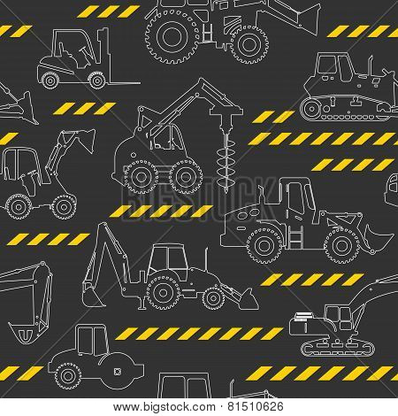 Heavy construction machines seamless background