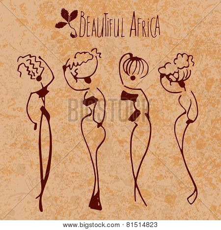 Stylized dancing African girl