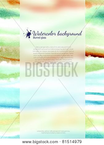 Watercolor banner with blurred glass