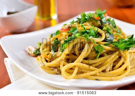 Spaghetti With Porcini Mushrooms And Zucchini