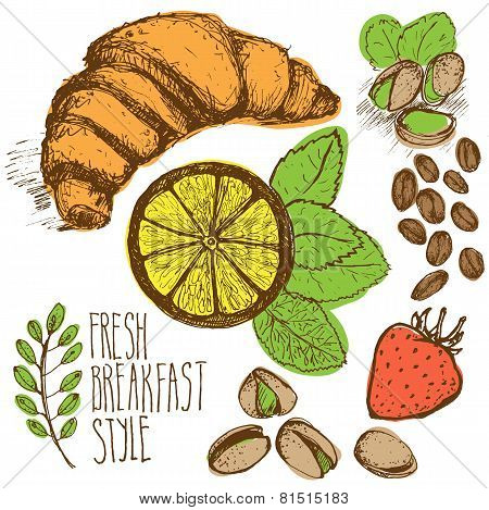 Breakfast sketched set
