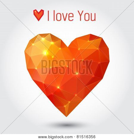 Orange and red triangle heart