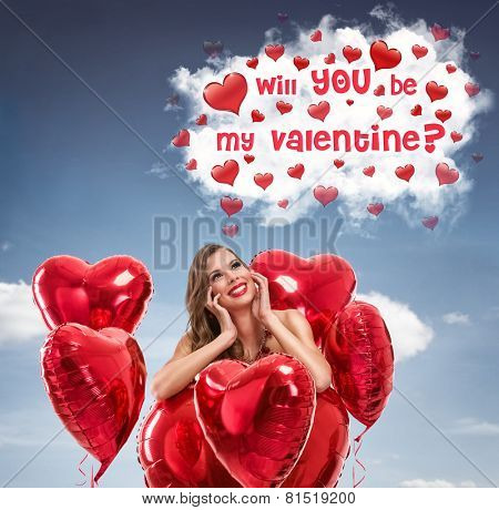 woman in love daydreams, fantasizing about her sympathy 