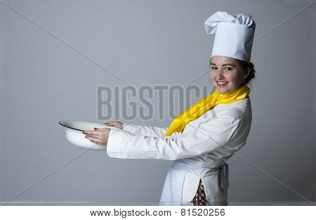 Cook Carrying Big Bowl