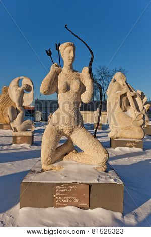 Sculpture An Archer Girl. Moscow, Russia