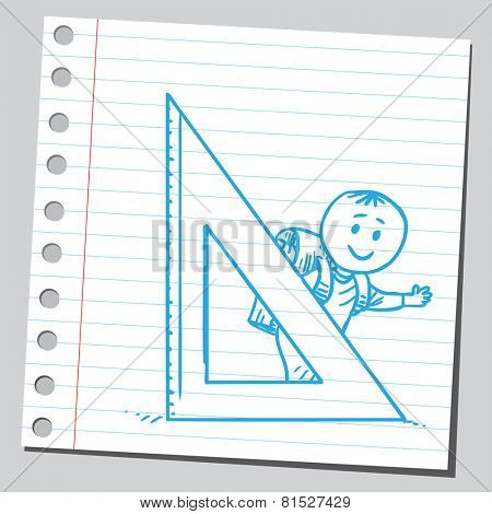 Schoolkid behind triangle