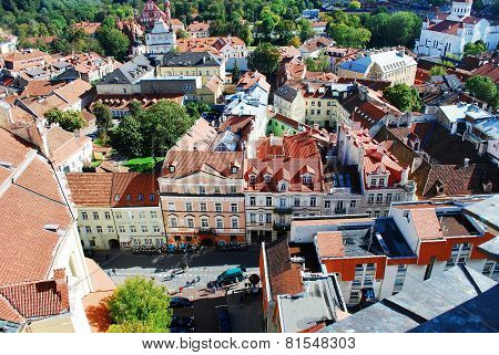 Vilnius City Aerial View From Vilnius University Tower