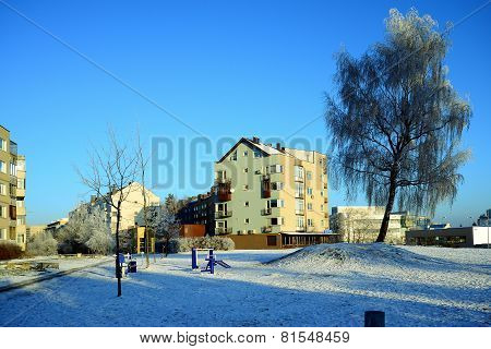 Vilnius City Pasilaiciai District At Winter Time