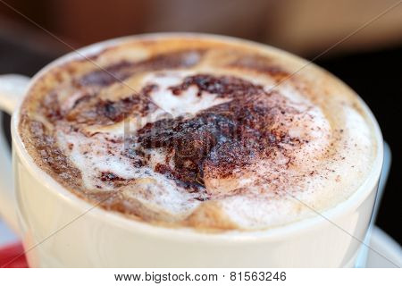 Close up of Delicious and tasty coffee cappuccino