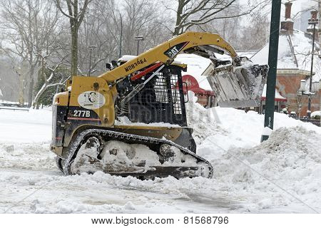 Snow removal equipment in Manhattan after snowstorm