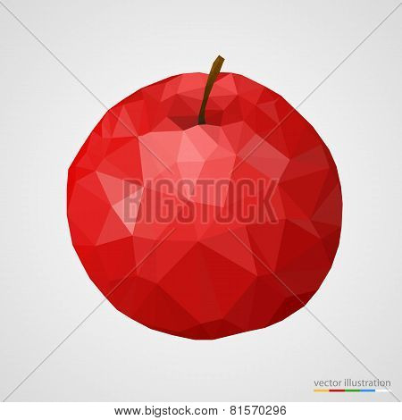 Abstract red polygonal apple