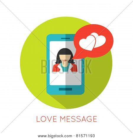Love message flat concept. Valentines day icon for mobile applications.
