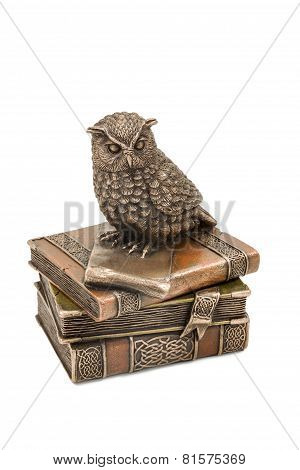 Statuette Owl Sitting On Book