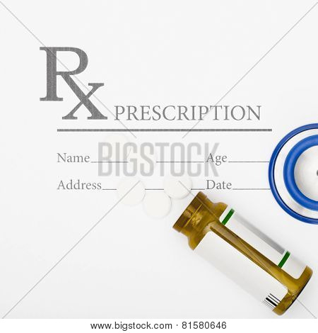 Medical Prescription Andl Pills And Stethoscope On Table
