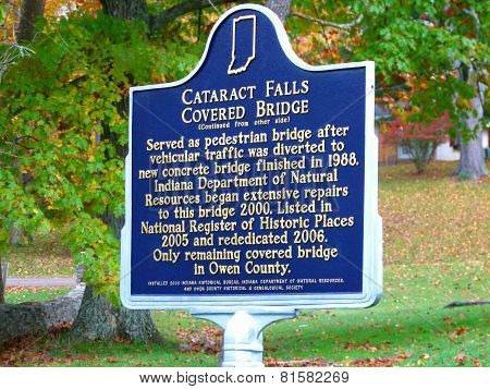Cataract Falls Covered Bridge Sign
