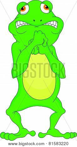 vector illustration of cute green frog cartoon