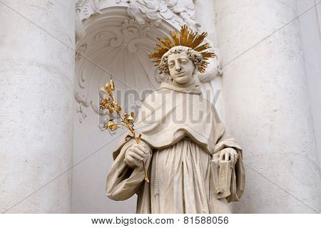 GRAZ, AUSTRIA - JANUARY 10, 2015: Saint Anthony of Padua on the portal of Mariahilf church in Graz, Styria, Austria on January 10, 2015.