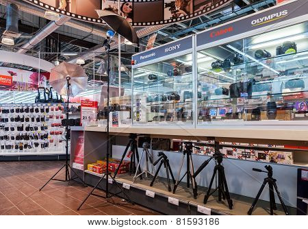 Interior Of The Electronics Shop M-video In Samara, Russia
