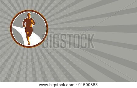 Business Card Marathon Runner Front Circle Retro