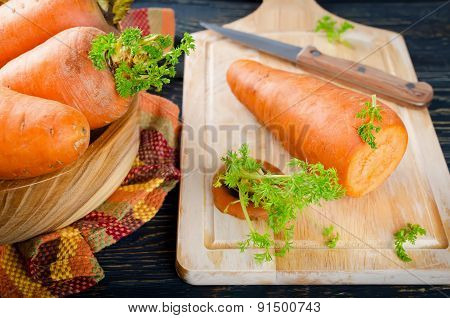 Sliced For Cooking Carrots On A Cutting Board