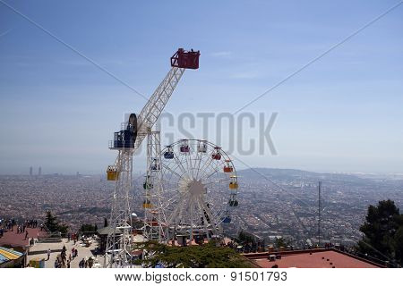 BARCELONA, SPAIN - MAY 2, 2015: Amusement Park on Mount Tibidabo in Barcelona, Catalonia, Spain