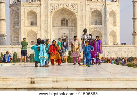 People Visit Taj Mahal In Agra, India