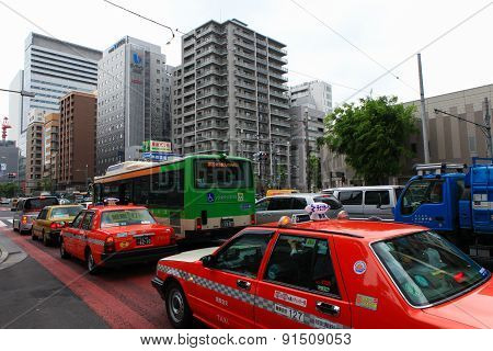 Main street of High end Ginza district, located in the heart of Tokyo
