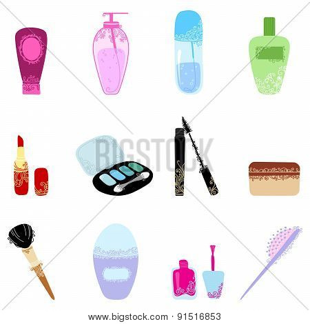 Cosmetics Icon Set.