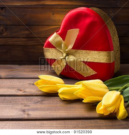 Festive Gift Box And Flowers