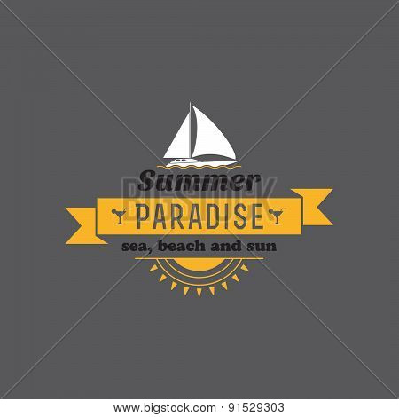 Retro Summer Travel Badge or Label. Vector Design Element