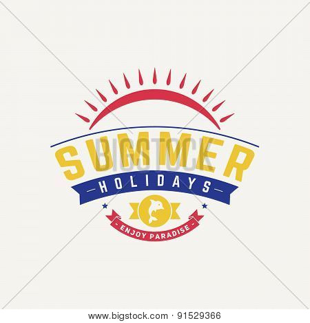 Retro Summer Travel Badge or Label. Vector Design Element