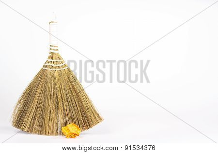 besom and color paper ball isolated