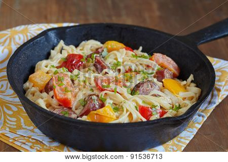 Sausage Pepper Fettuccini Skillet