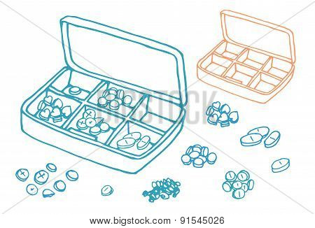 vector Illustration box to pills