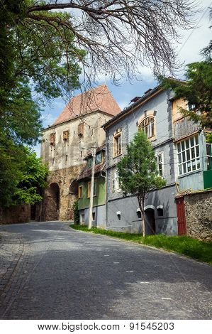 Furrier's Tower (turnul Cojocarilor) Part Of  Sighisoara Fortress Entrance From Transylvania