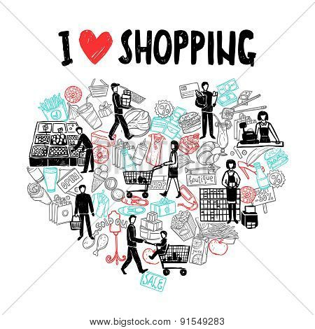 I love shopping concept