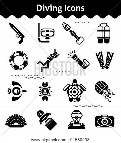 Diving Icons Black