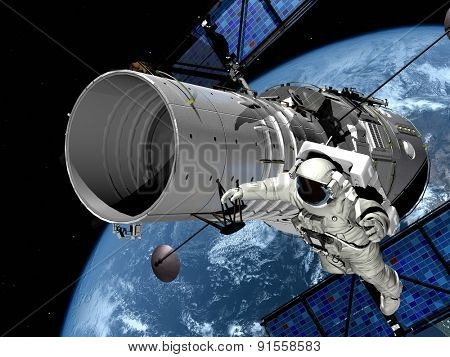 The astronaut on a background of a planet  