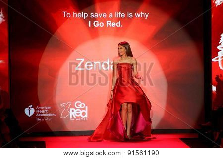 NEW YORK-FEB 12: Actress Zendaya wears Rubinsinger at Go Red for Women-The Heart Truth Red Dress Collection at Mercedes-Benz Fashion Week at Lincoln Center on February 12, 2014 in New York City.