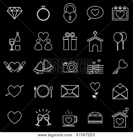 Wedding Line Icons On Black Background