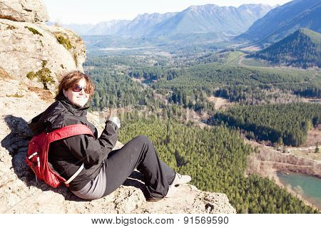 Smiling Happy Woman On The Rattlesnake Ledge Trail