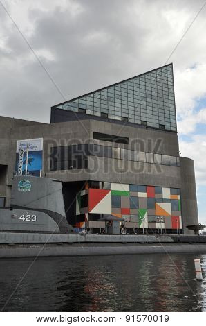 Old Submarine, USS Torsk, moored alongside the National Aquarium at Baltimore's Inner Harbor