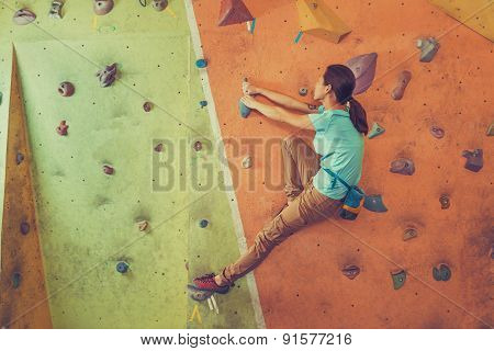 Active Girl Climbing Indoor