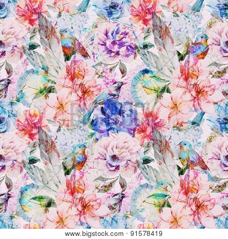 Watercolor flowers pattern