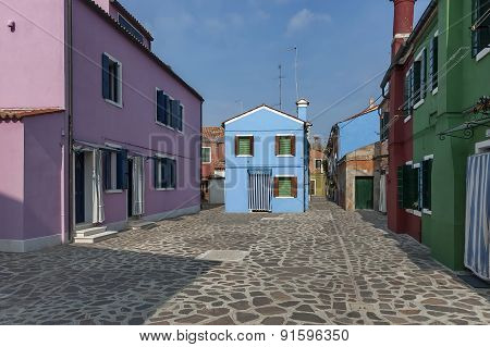 A very narrow street in Burano island
