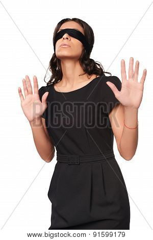 Businesswoman in blindfold