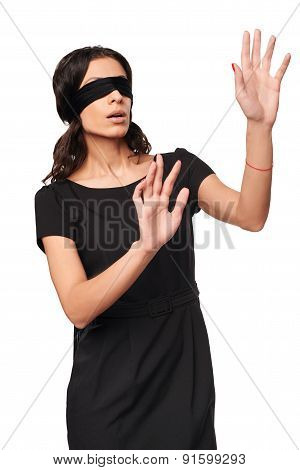 Businesswoman in blindfold