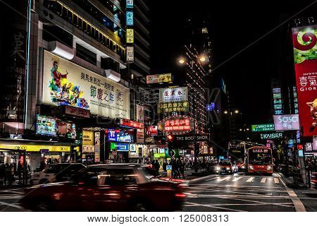 HONG KONG CHINA - JANYARY12: The nightlife on the streets of Hong Kong on 12 january 2014